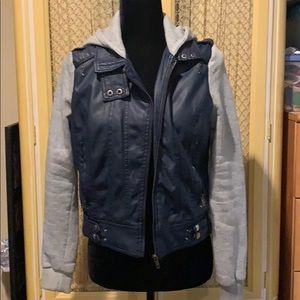 Faux leather and fabric jacket